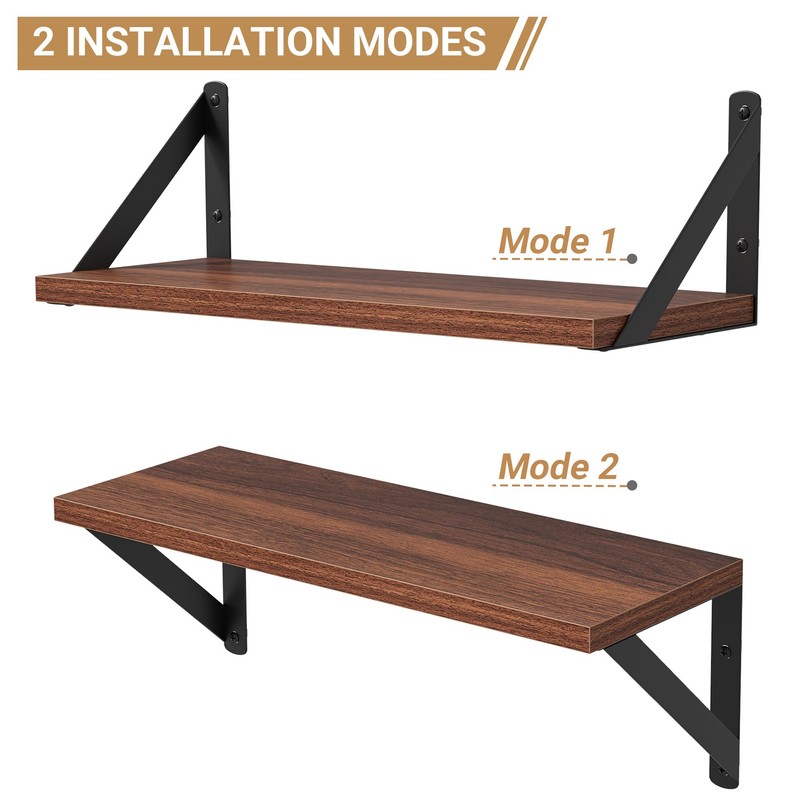Heimlove Floating Shelves for Wall, 16 Inch Long Wood Floating