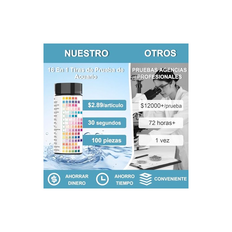 16 en 1 Tiras de Prueba de Acuario,100 Pcs Reactivas
