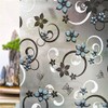 CVANU Printed Blue Flower Opaque Window Cling Frosted Vinyl Sheets