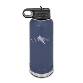 Row Laser Engraved Water Bottle Customizable Polar Camel Stainless Steel with Straw - rowing sculling crew scull Navy Blue 32 oz