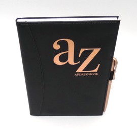 A to Z Telephone A5 Address Book A-Z Index Hard Back Cover with Pen (Black)