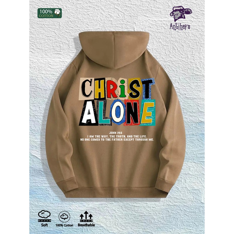 CHRIST ALONE Graphic Hoodie 100% Cotton US Warehouse 7 ColorsColor: