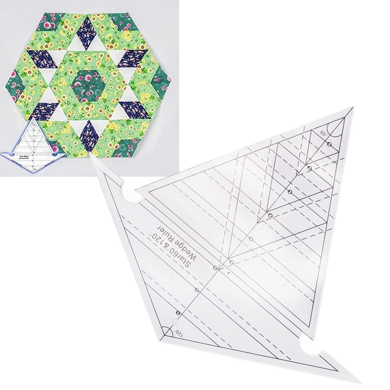 60 Degree and 120 Degree Acrylic Transparent Reusable Quilting Ruler