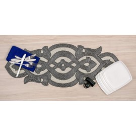 Decorative Handmade Glitz Beaded Table Runner Chritsmas - Hand Embroidery Floral Table Mat for Harvest Xmas Easter Christmas Thanksgiving Wedding Family Party Decoration -13x36 Infinity - Mercury