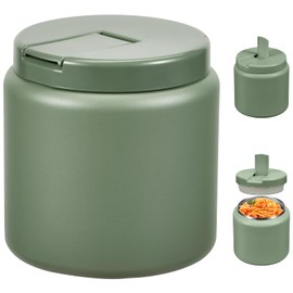 Reeple 26oz Kids Jar for Hot Food, Insulated Vacuum Food Jar with Buckle Lid, Stainless Steel Wide Mouth Leak Proof Insulated Lunch Container for School Picnic Travel, Green