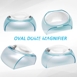 MAGDEPO 3 inch Dome Magnifier 5X Desktop Reading Magnifying Acrylic Paperweight with Card Magnifier and Protective Case for Small Print, Books, and Maps