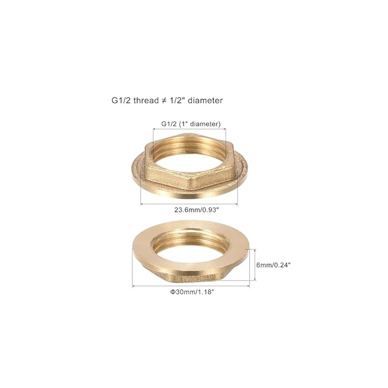 Brass Flanged Lock Nut, G1/2, Female Hex, For Plumbing, High
