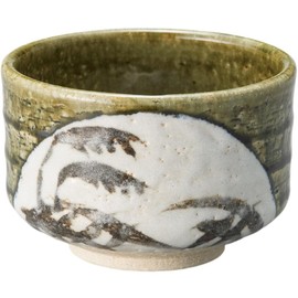 Ale-net Matcha Bowl, Matcha Bowl, 4.5 x 3.1 inches (11.5 x 7.8 cm), Oribe Reed Rice Bowl, Tea Ceremony, Mino Ware, Made in Japan