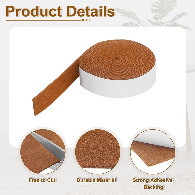 uxcell Felt Strips with Adhesive Backing, 2 Rolls 1" x