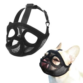 JOYPAWS Short Snout Dog Muzzle, French Bulldog Muzzle with Soft Mesh Adjustable Anti Bitting Chewing Barking for Small Medium Large Breeds Pug/Shih Tzu/Boston Terrier Black1 M