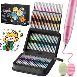 LIUILUCAI 100 Colors Acrylic Gel Pens Art Set - Large Capacity Gel Ink Pens with 1.0mm Fine Tip, Acrylic Paint Pen for Black Paper, Adult Coloring Books, Journaling, Drawing, Sketching