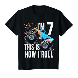 Kids 7 Year Old Shirt 7th Birthday Boy Monster Truck Car T-Shirt