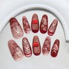 Red Press on Nails Medium Almond False Nails with 5D