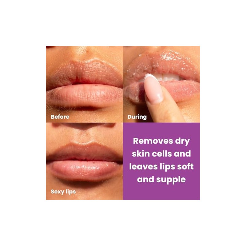Dermasuri Exfoliante y humectante para labios, exfoliante de azúcar para