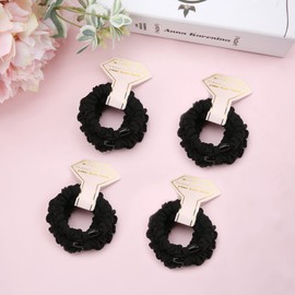 20pcs Scrunchies Satin Hair Ties Small Mini Thin Elestics Ponytail Holder Hair Bands Scrunchy For Thick Curl Hair Holiday Hair Ties Accessories No Damage Hairties daily Gift for Women Girls Teen(Thick Black)