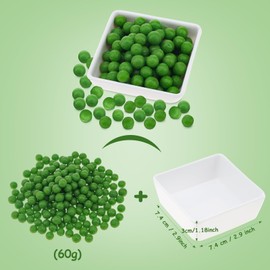 Woration Fake Pea Grains Artificial Green Beans Faux Mung Beans Lifelike Vegetable Decoration with Bowl Set Home Kitchen Shop Food Prop - 60g