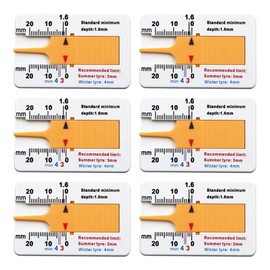 Nicear 6 Pcs Tyre Tread Depth Gauge UK Portable 0-20 Mm Depth Gauge Tire Ruler Tyre Tread Checker Portable For Car Truck Motorcycle Yellow