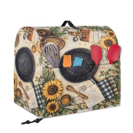Txsniver Stand Mixer Cover Waterproof Kitchen Mixer Dust Cover with Adjustable Drawstring Washable Appliance Storage Cover for 4.5-5 Quart Standing Mixer, Sunflower Pan Print