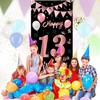 13th Birthday Banner,BTZO 13th Birthday Decorations Fabric Backdrop,Rose Gold Black
