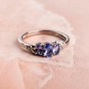 TJC Tanzanite Trilogy Ring for Women in Platinum Plated 925