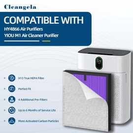 4 Pack HY4866 Air Purifier Replacement Filter for MORENTO HY4866, WESTHEY HY4866, YIOU M1 Air Cleaner Purifiers, HY4866 Filter Replacement Multifunction Version Air Purifier Filters + 1 Cleaning Brush