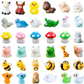 Kzyapi 42Pcs Mini Resin Animals 42 Styles Tiny Resin Animals Figures Variety Pack Miniature Little Small Garden Decor Landscape Accessories Dollhouse Hide Crafts Aquarium Toys