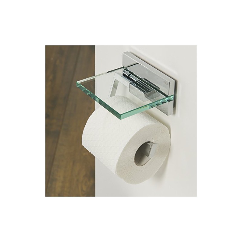 Tiger Safira Toilet Roll Holder with Shelf, Stainless Steel, Chrome,