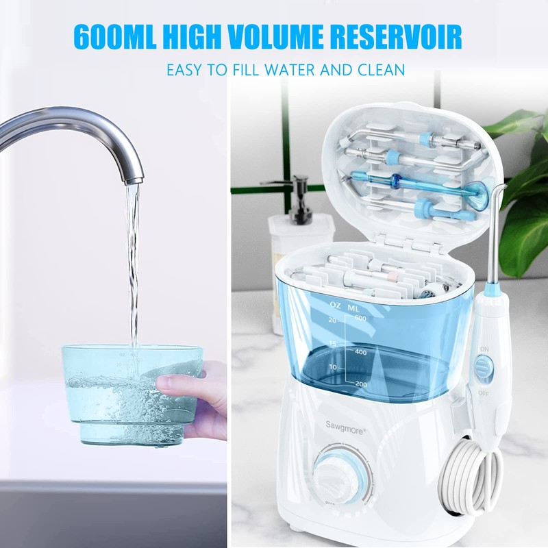 Sawgmore Water Flosser Oral Irrigator, 600 ml Large Capacity, 10