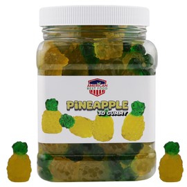 American Best Food 3D Fruit Gummy Candy in Jar, 1.5 Pound (Pineapple)