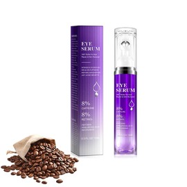 Augenkonturserum mit 8% Koffein, mit 360° Rollerball, reine Hyaluronsäure und Koffein, für Augenringe und Tränensäcke, Falten und feine Linien, 15 ml