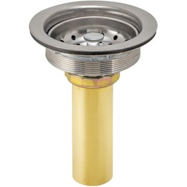 EZ-FLO Kitchen Sink Strainer fits 3-1/2 Inch Opening, Sink Drain Assembly with 1-1/2 Inch x 4 Inch Brass Tailpiece and Fixed-Post Basket, Stainless Steel, 30008