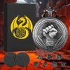 Mini DND Dice Set with Steampunk Monk (Fist) Pocket Watch