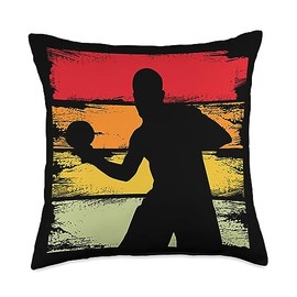 Table Tennis Equipment Ping Pong Paddle Set Tennis Player Retro Ping Pong Table Balls Throw Pillow, 18x18, Multicolor