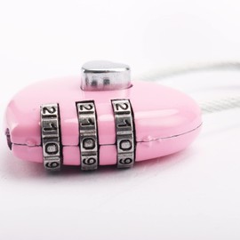 Simple polymer 3 Pcs Pink Heart Padlock Small Metal Heart Shaped Padlock Mini Code Lock, Wire Rope 3-Digit Code Combination Padlock for Jewelry Storage Box Diary Book,Pink