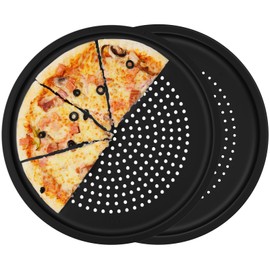 LYNG Pizza Pan 16 Inch, 2 Pack Silicone Nonstick Pizza Tray For Oven, Pizza Pan With Holes Dishwasher Safe, Suitable For Home Kitchen Dark Baking Black