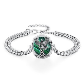 XIXLES Saint Michael Bracelet 925 Sterling Silver Archangel St.Michael Medal Bracelet Saint Michael Amulet Jewelry for Men with Box