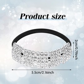 3pcs Sparkly Rhinestone Pony Tails Hair Ties Crystal Ponytail Holders Hair Ties Elastic Scrunchies for Thin Thick Hair Rhinestone Hair Accessories for Women Girls Silver