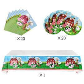 Farm Animal Birthday Party Supplies, Fun Farmhouse Party Tableware Set,For Farm Animal Theme Party Decorations