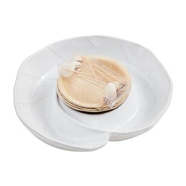 Mud Pie Sea Plates Set, server 8 3/4" dia, WHITE