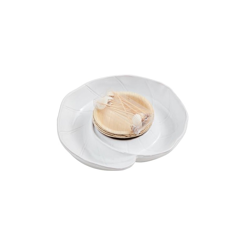 Mud Pie Sea Plates Set, server 8 3/4" dia, WHITE