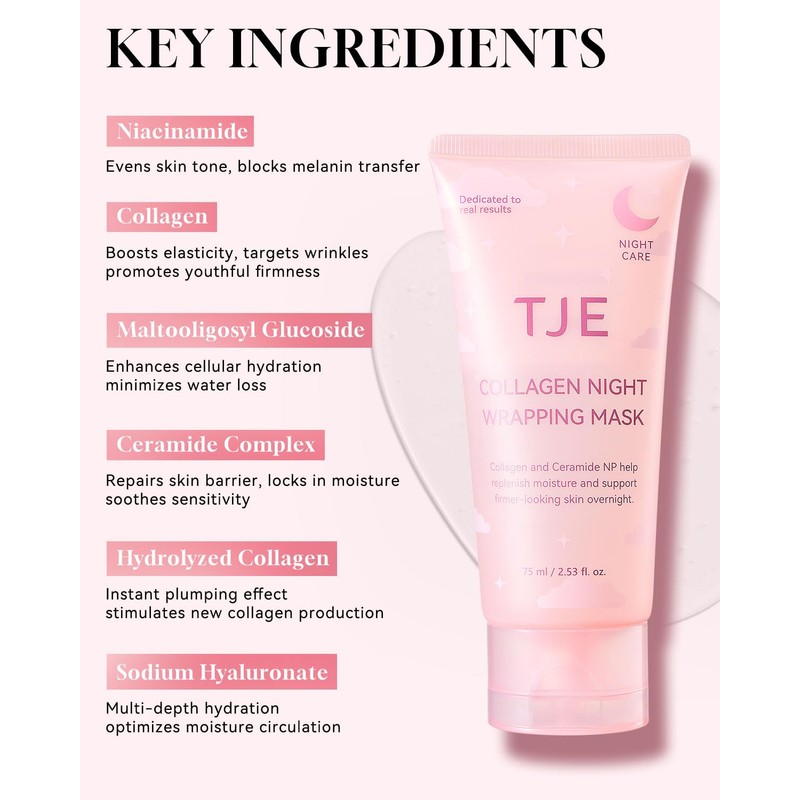 TJE Collagen Night Wrapping Mask, Collagen Peel Off Face Mask