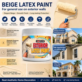 GOODTAKE Exterior Latex Paint - All-Weather Outdoor House Paint for Siding, Fences & Trim, Water Resistant & Easy Clean, 14 fl oz (350ml) Quick-Coverage (Light Yellow, 14 oz)