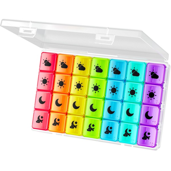 Pill Case, 1 Week, 4 Times a Day, Portable, Traditional