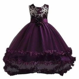 DreamHigh Girls' Princess Evening Party Long Tail Dress up Purple (11-12 Years)