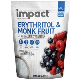 Impact White Monk Fruit & Erythritol Sweetener Blend - Gluten Free, Zero Calories, Net Carbs, Keto, Vegan, Non-GMO - 1 is to 1 Sugar Substitute - 4lbs