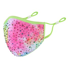 Natalie Mills Crystal Tie-Dye Face Mask - Green & Pink with Colored Crystals