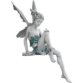 Sitting Fairy Statue Garden Ornament Resin Craft Landscaping Yard Decoration Park Lawn Decoration Home Patio Garden S White