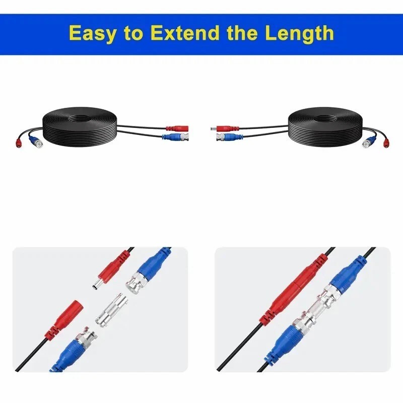 Sansco 2pc 30m BNC DC POWER EXTENSION CABLE CCTV CABLE