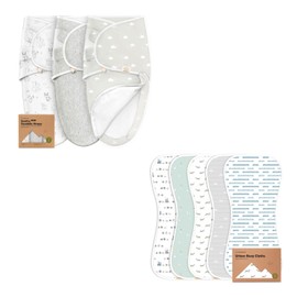 KeaBabies 3-Pack Baby Swaddle Sleep Sacks with Zipper and 5-Pack Organic Burp Cloths for Baby Boys and Girls - Newborn Swaddle Sack 0-3 Months, Wearable Blanket Baby - Ultra Absorbent Burping Cloth