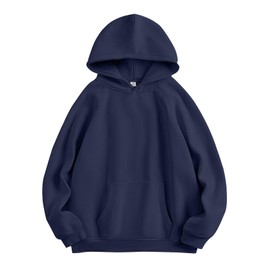 ANRABESS Women Hoodies Oversized Fleece Long Sleeve Comfy Casual Basic Pullover Sweatshirts 2025 Fall Outfits Y2K Clothes Navy Blue Small